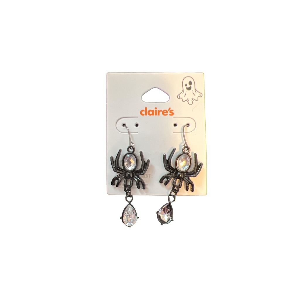 Claires earrings jewelry stud dangle Halloween spider New